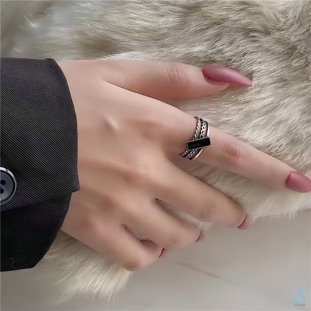 SUMMER 銀飾💫［925純銀］泰銀潮流復古 黑時尚 造型戒指 純銀戒指-細節圖3