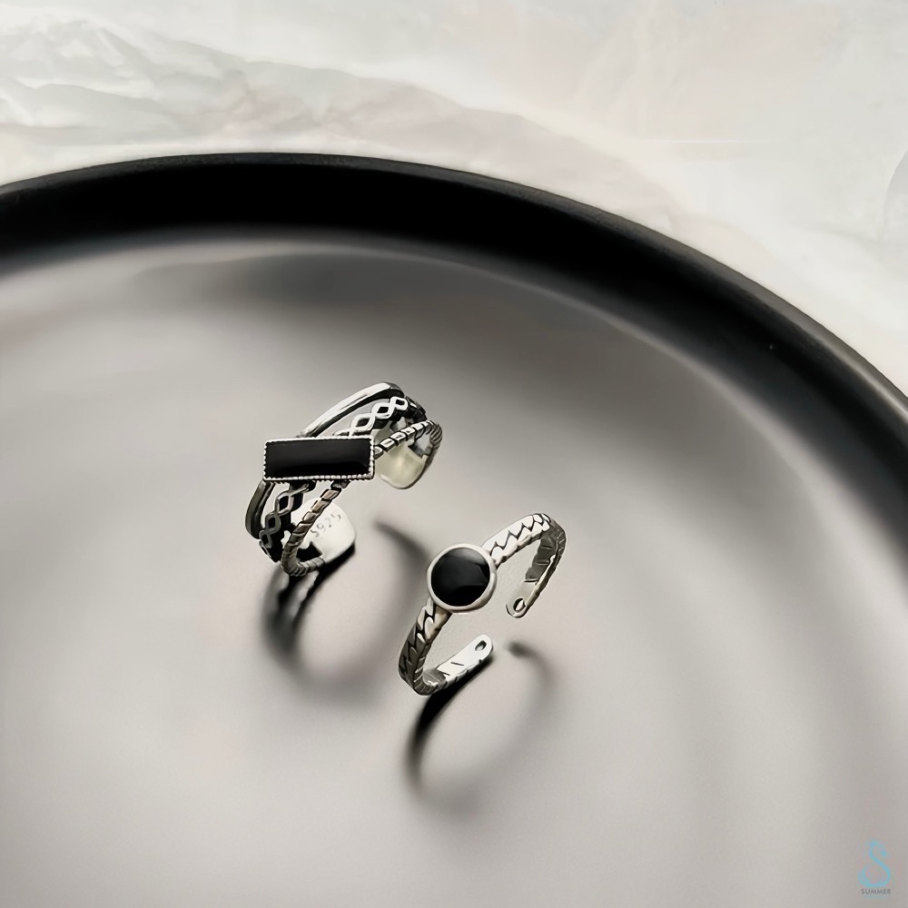 SUMMER 銀飾💫［925純銀］泰銀潮流復古 黑時尚 造型戒指 純銀戒指-細節圖5