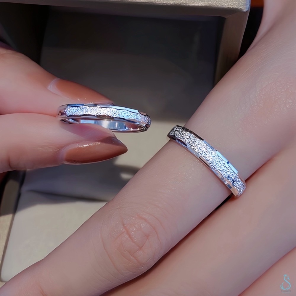 SUMMER 銀飾💫［925純銀］閃亮銀河情侶對戒 純銀戒指 情人節-細節圖2