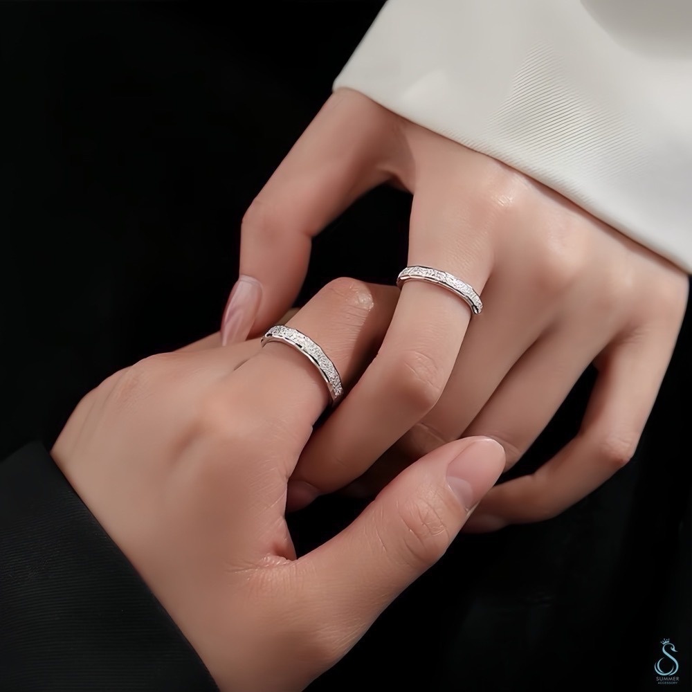 SUMMER 銀飾💫［925純銀］閃亮銀河情侶對戒 純銀戒指 情人節-細節圖8
