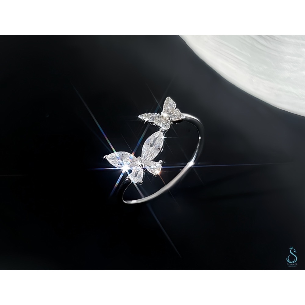 SUMMER 銀飾💫［925純銀］雙蝶之間 純銀戒指 蝴蝶戒-細節圖7