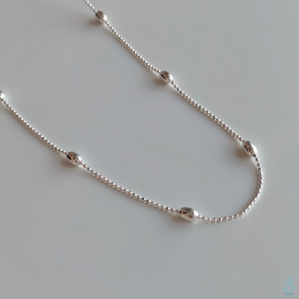 SUMMER 銀飾💫［925純銀］橢形珠鎖骨鍊 純銀項鍊-細節圖4