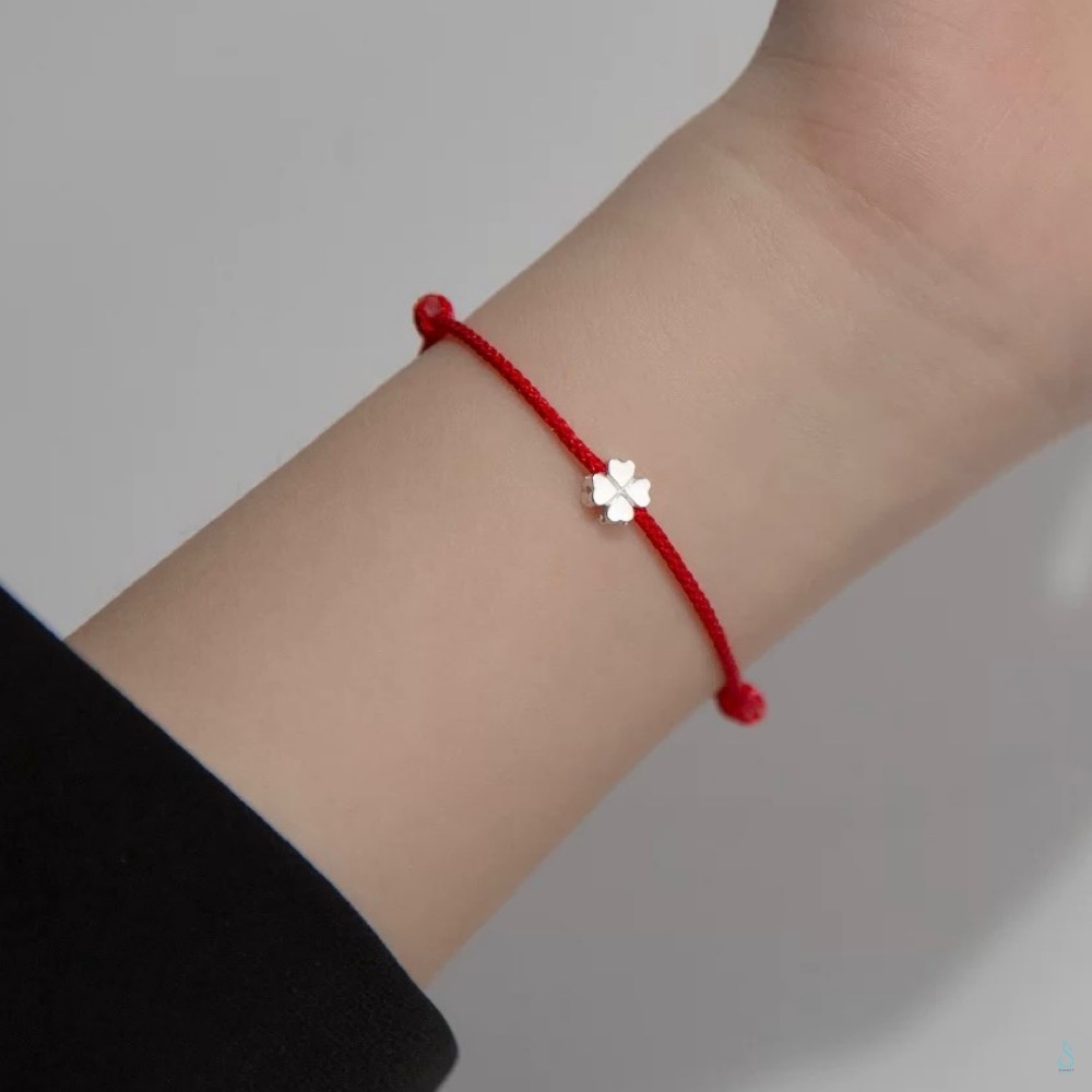 SUMMER 銀飾💫［925純銀］幸運草 手作紅繩手鏈 幸運手鏈 純銀手鏈-細節圖8