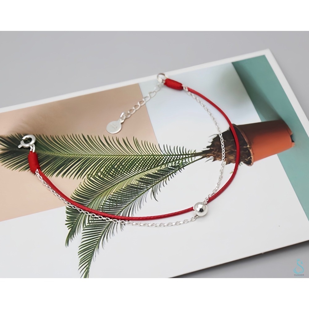SUMMER 銀飾💫［925純銀］時來運轉 雙層轉運珠 手作紅線手鏈 純銀手鏈-細節圖4