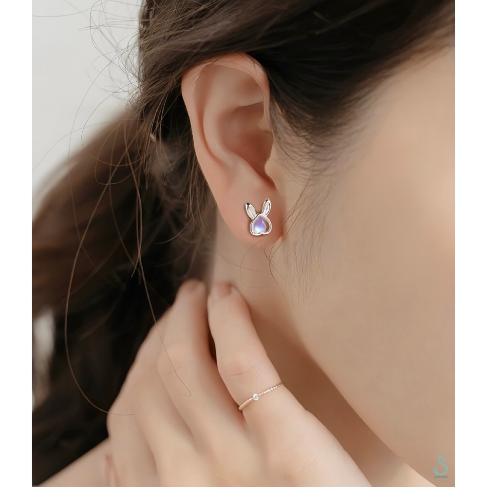 SUMMER 銀飾💫［999足銀］甜心兔轉珠耳環 鎖珠式耳環 純銀耳環-細節圖6