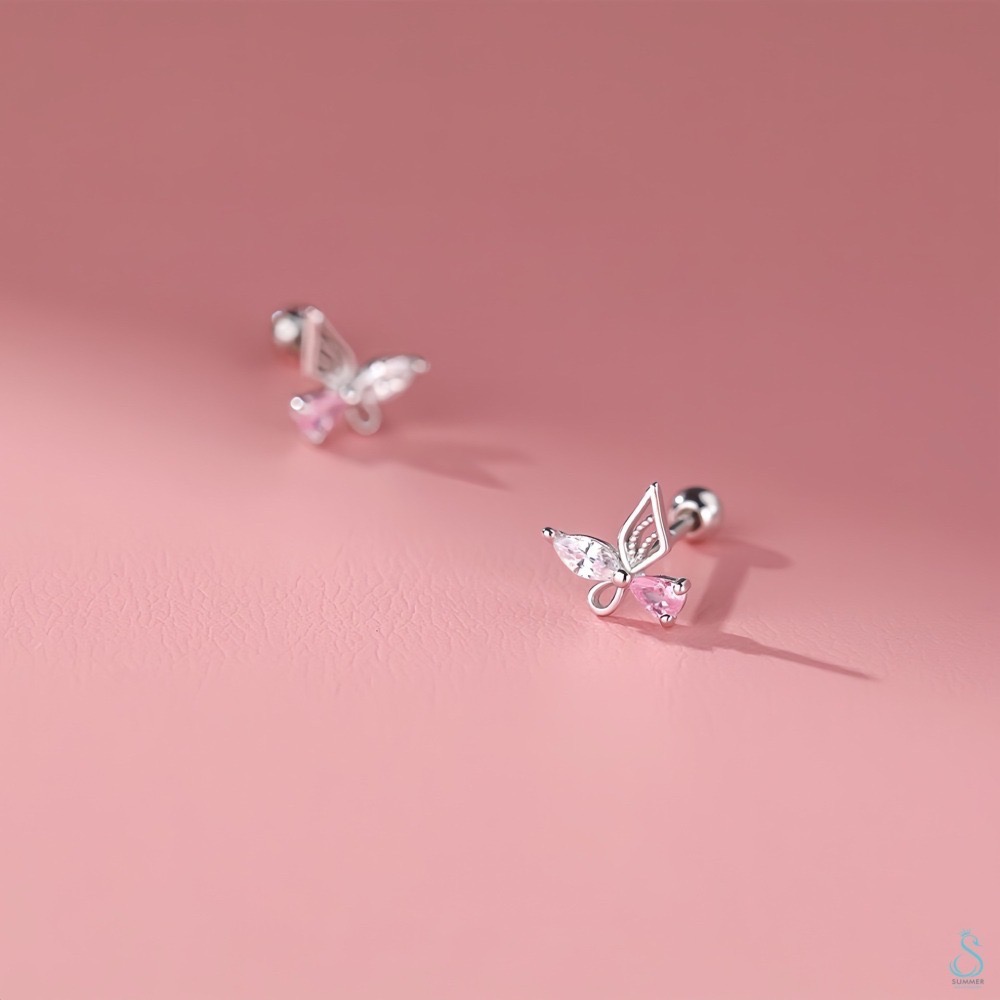 SUMMER 銀飾💫［999足銀］蝶の戀轉珠耳環 鎖珠式耳環 純銀耳環-細節圖3
