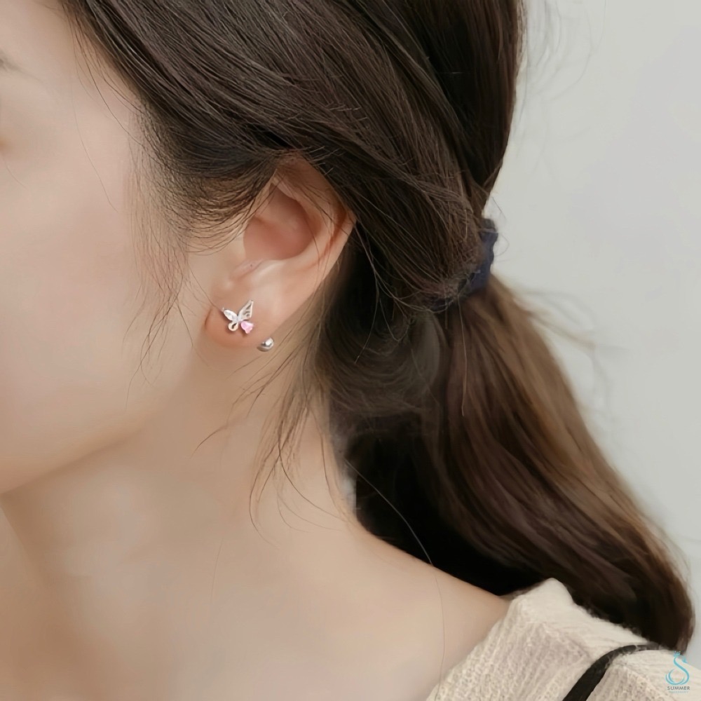 SUMMER 銀飾💫［999足銀］蝶の戀轉珠耳環 鎖珠式耳環 純銀耳環-細節圖5