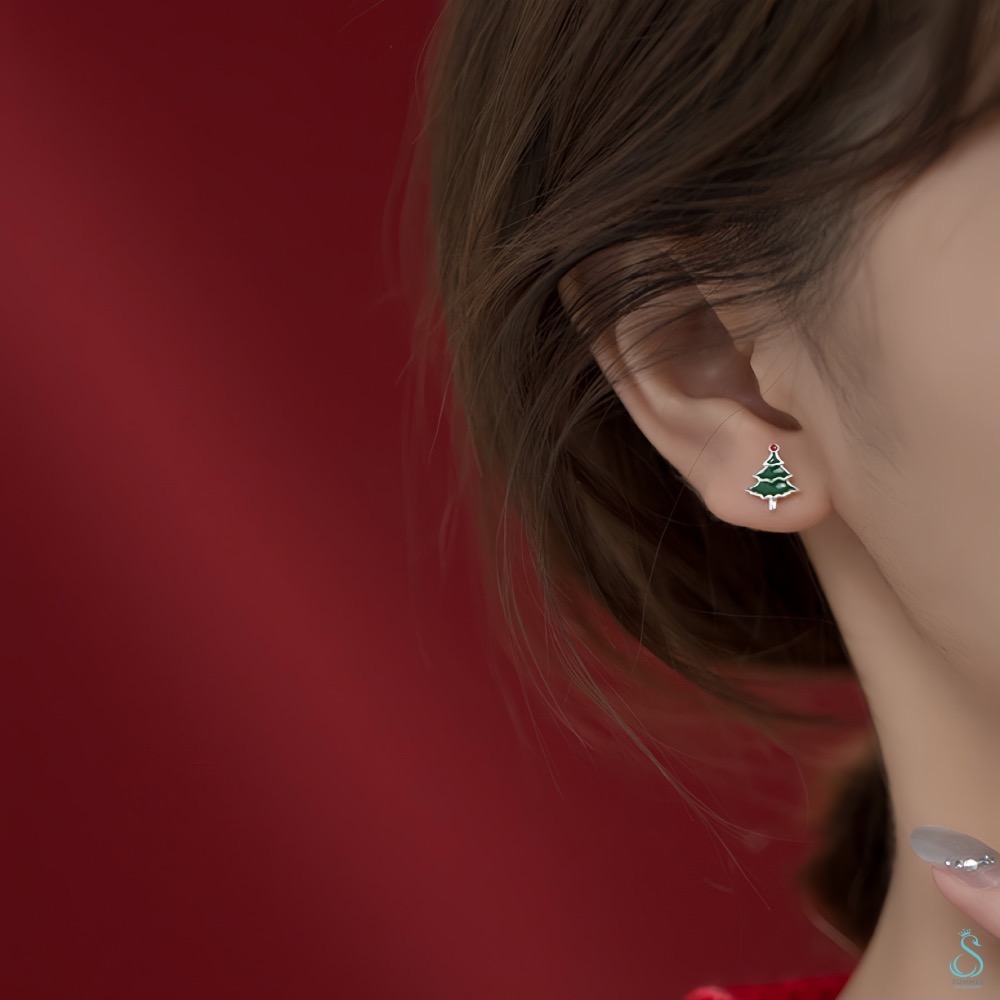 SUMMER 銀飾💫［925純銀］聖誕派對耳環 聖誕樹雪花🎄❄️純銀耳環  聖誕節-細節圖3