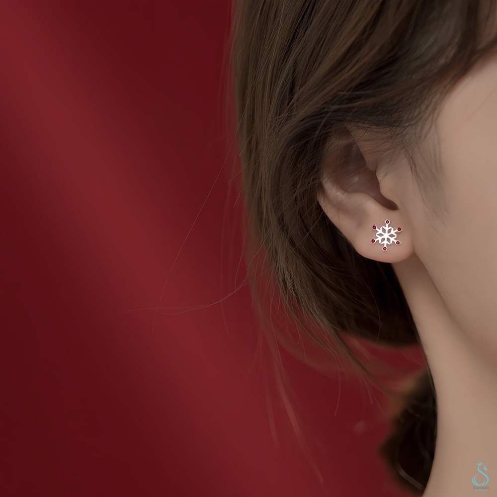 SUMMER 銀飾💫［925純銀］聖誕派對耳環 聖誕樹雪花🎄❄️純銀耳環  聖誕節-細節圖4