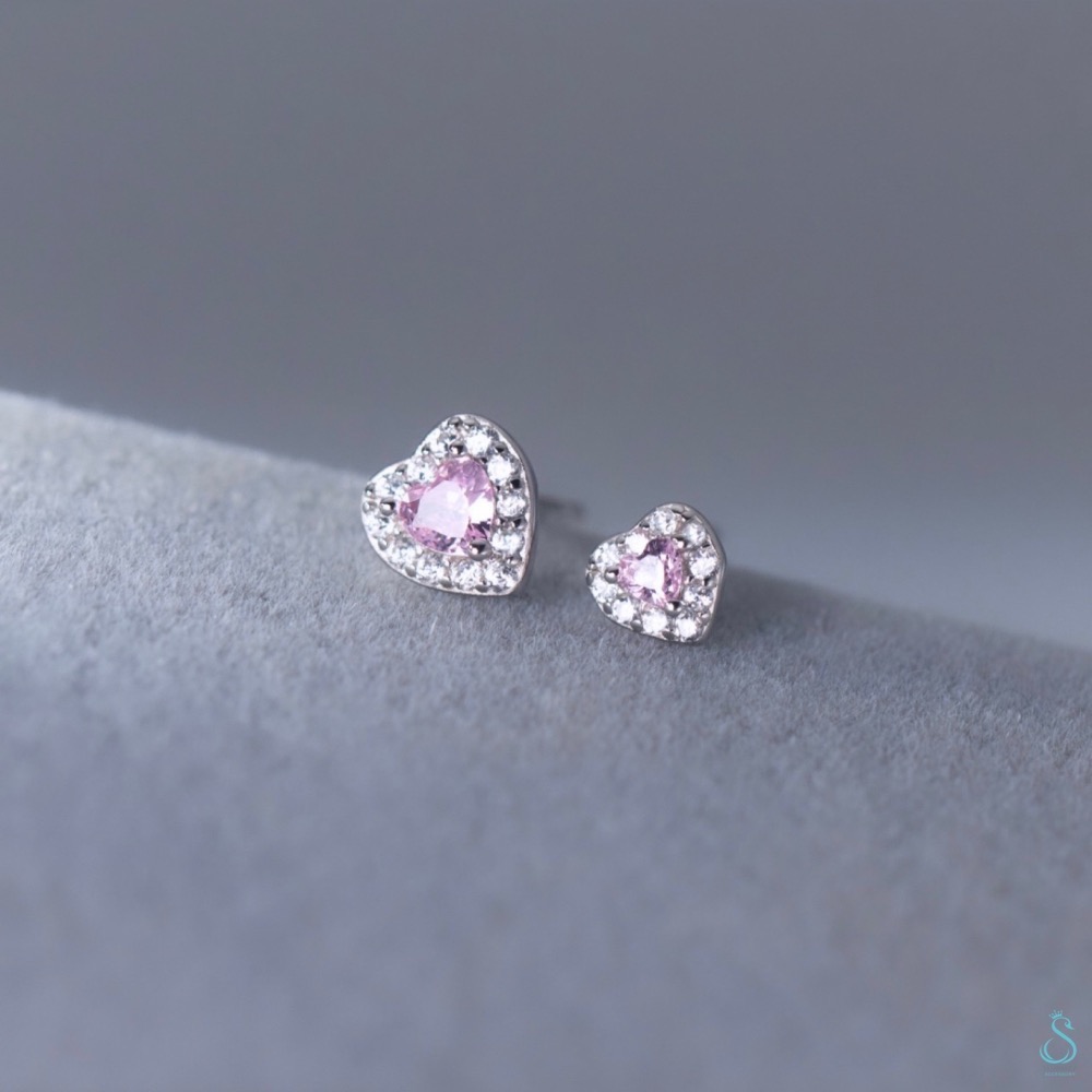 SUMMER 銀飾💫［999足銀］甜美粉心耳環 愛心耳環 純銀耳環-細節圖3