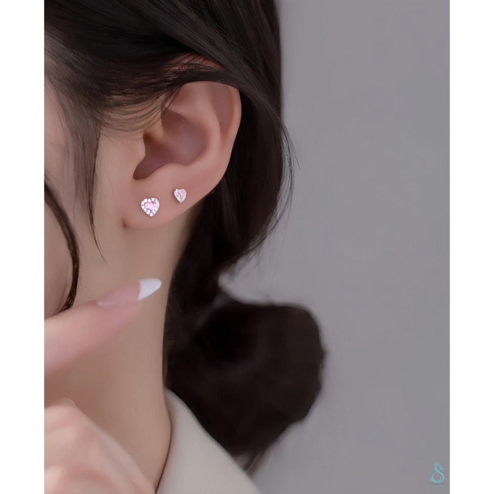 SUMMER 銀飾💫［999足銀］甜美粉心耳環 愛心耳環 純銀耳環-細節圖8