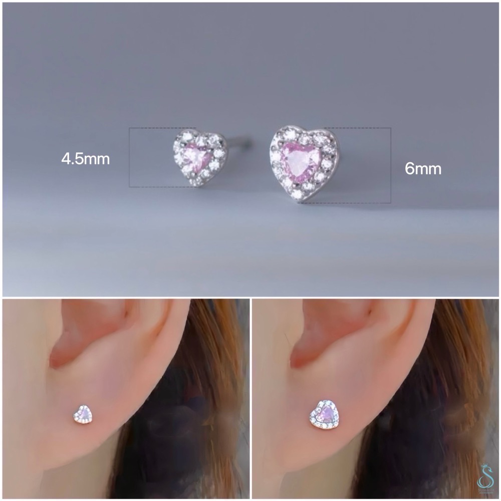 SUMMER 銀飾💫［999足銀］甜美粉心耳環 愛心耳環 純銀耳環-細節圖4