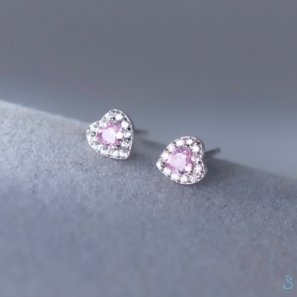 SUMMER 銀飾💫［999足銀］甜美粉心耳環 愛心耳環 純銀耳環-細節圖6