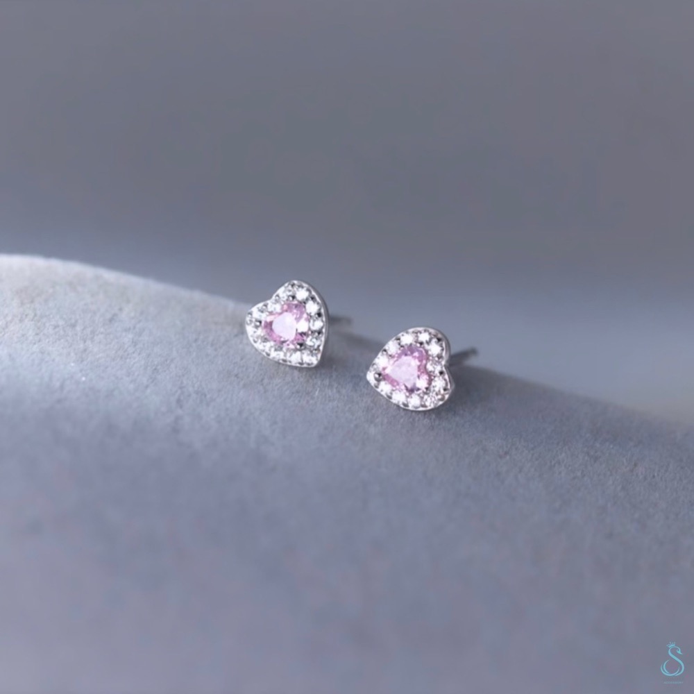 SUMMER 銀飾💫［999足銀］甜美粉心耳環 愛心耳環 純銀耳環-細節圖7