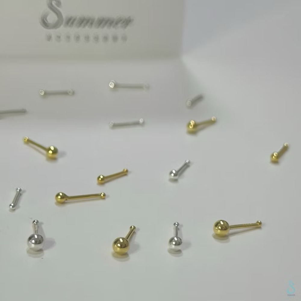 SUMMER 銀飾💫［S999足銀］精選5A超閃鋯石💎 防過敏養耳 《一對優惠價》圓珠/閃亮圓鑽 純銀養耳棒 純銀耳-細節圖4