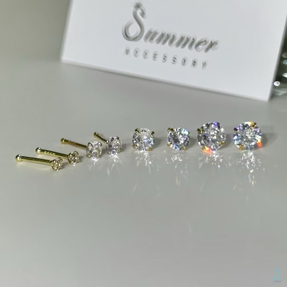 SUMMER 銀飾💫［S999足銀］精選5A超閃鋯石💎 防過敏養耳 《一對優惠價》圓珠/閃亮圓鑽 純銀養耳棒 純銀耳-規格圖9