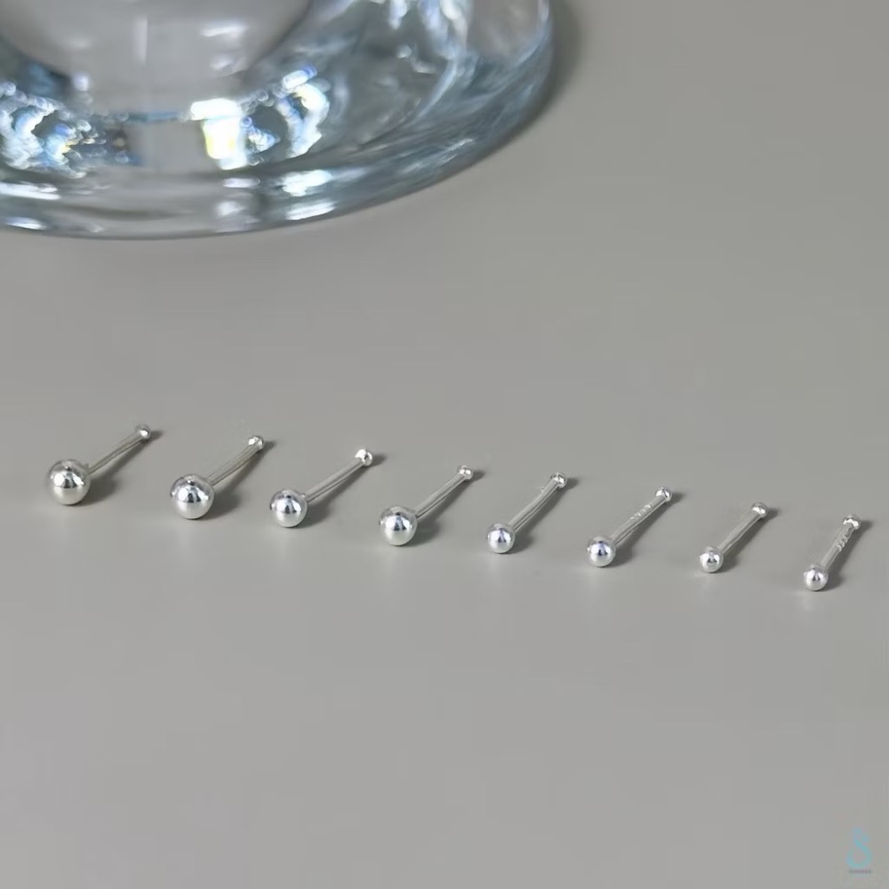 SUMMER 銀飾💫［S999足銀］精選5A超閃鋯石💎 防過敏養耳 《一對優惠價》圓珠/閃亮圓鑽 純銀養耳棒 純銀耳-規格圖9