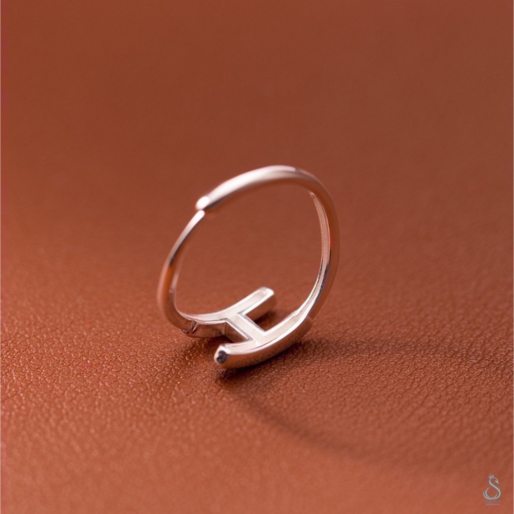 SUMMER 銀飾💫［925純銀］時尚H字母戒 純銀戒指-細節圖3