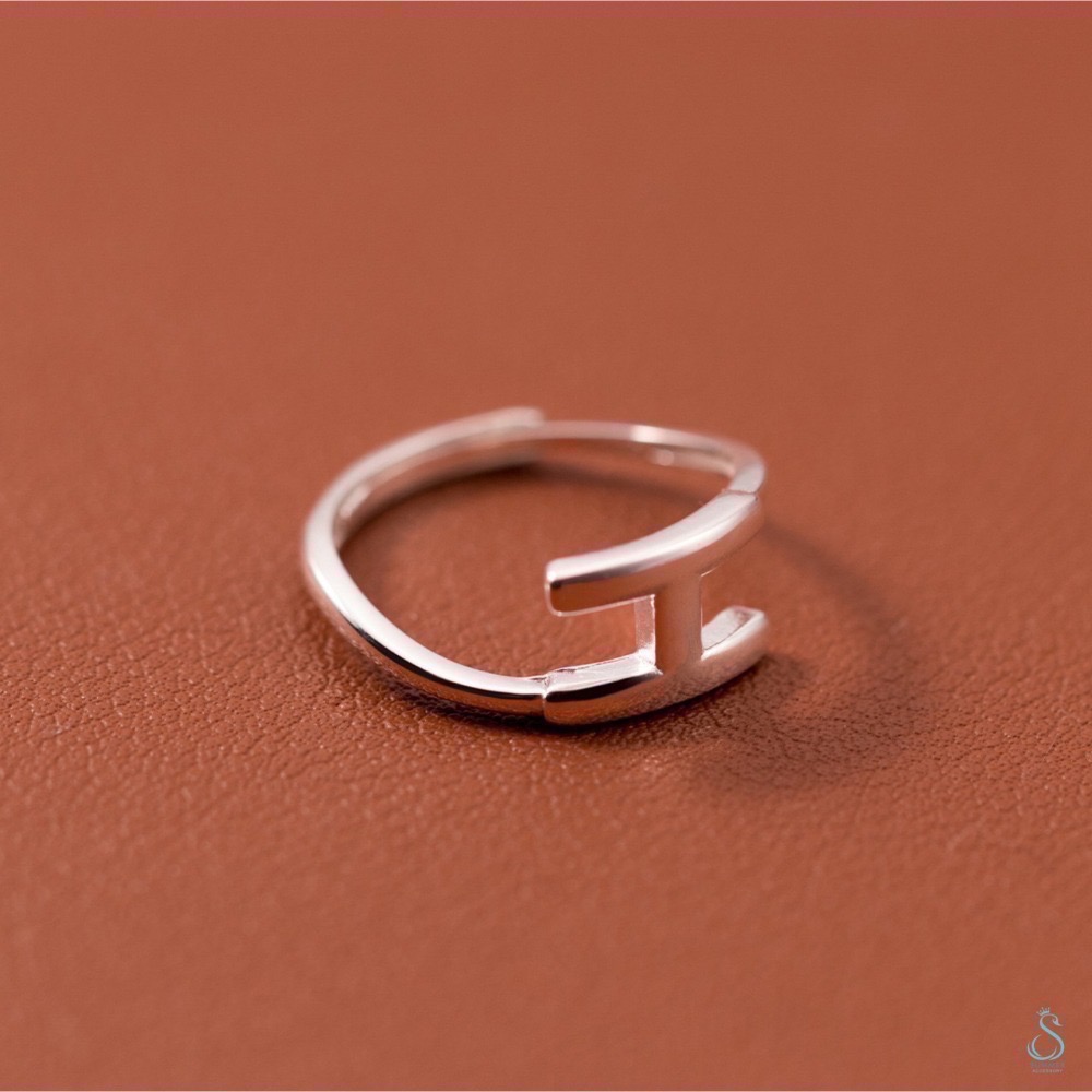 SUMMER 銀飾💫［925純銀］時尚H字母戒 純銀戒指-細節圖6