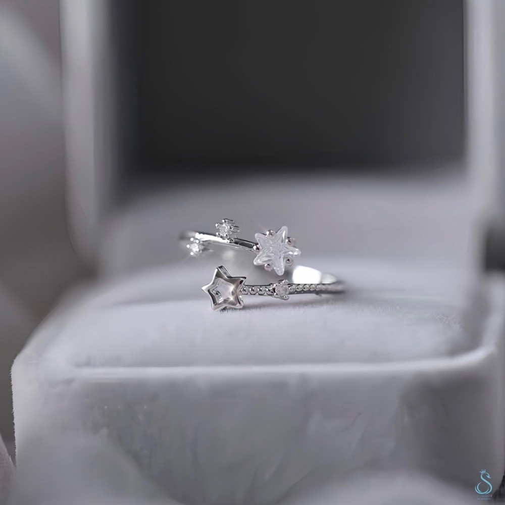 SUMMER 銀飾💫［925純銀］✨點鑽繁星 純銀戒指-細節圖6