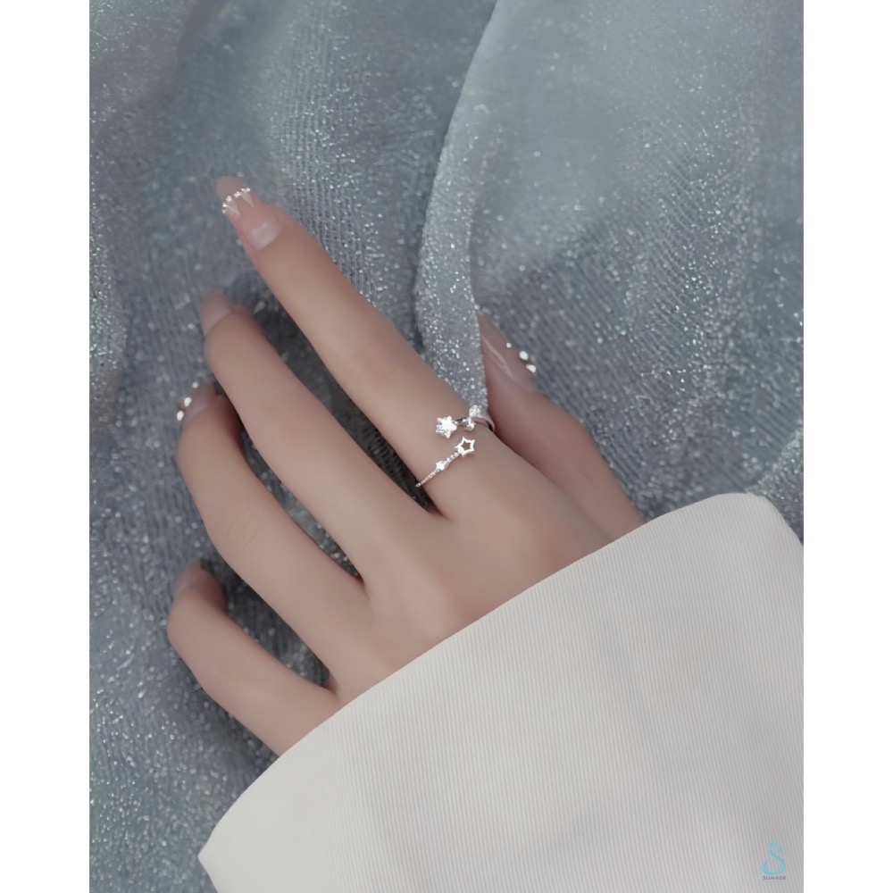 SUMMER 銀飾💫［925純銀］✨點鑽繁星 純銀戒指-細節圖9