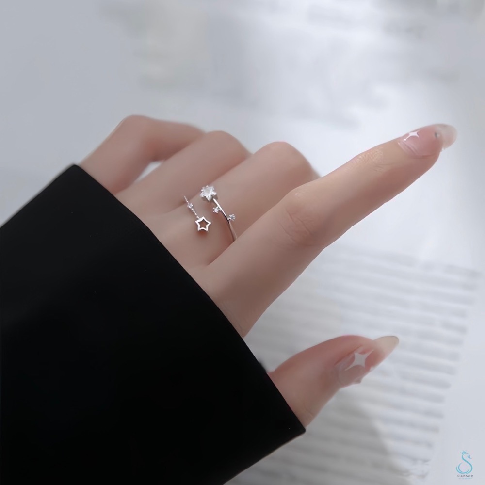 SUMMER 銀飾💫［925純銀］✨點鑽繁星 純銀戒指-細節圖2