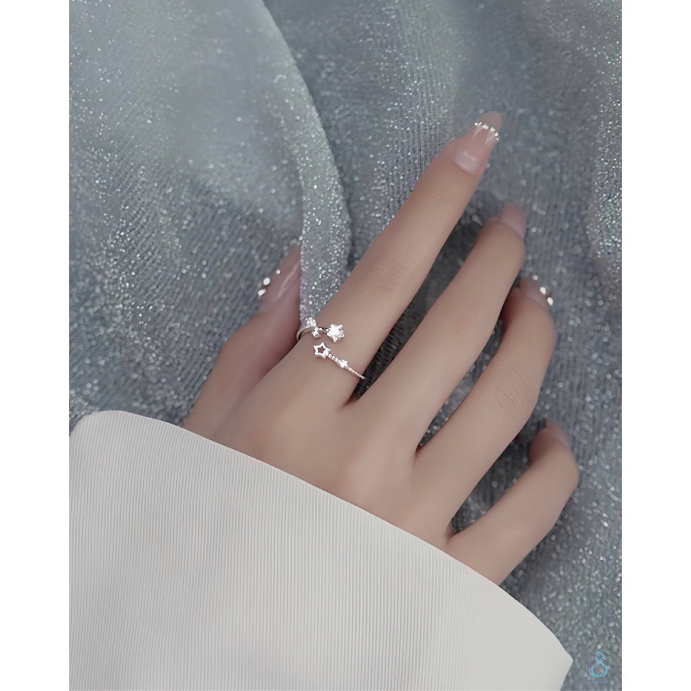 SUMMER 銀飾💫［925純銀］✨點鑽繁星 純銀戒指-細節圖4