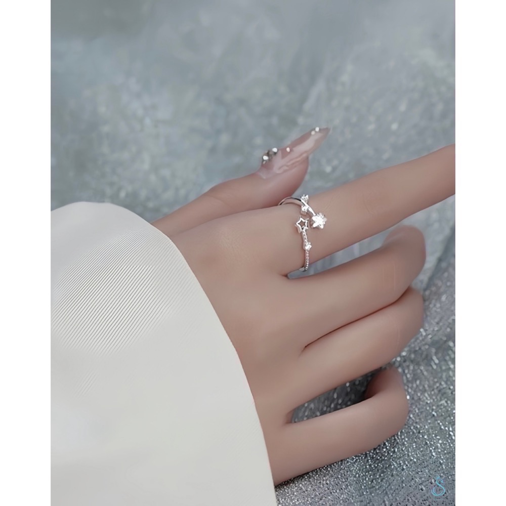 SUMMER 銀飾💫［925純銀］✨點鑽繁星 純銀戒指-細節圖7