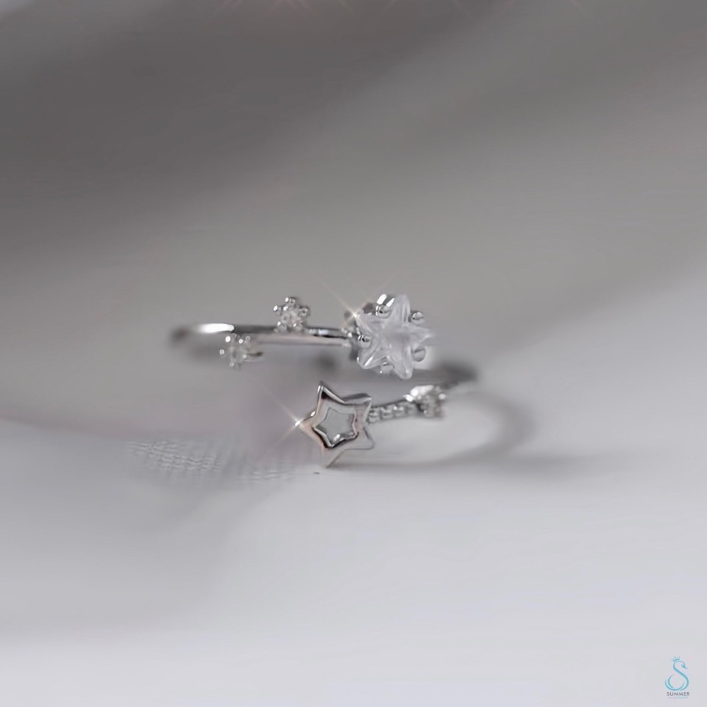 SUMMER 銀飾💫［925純銀］✨點鑽繁星 純銀戒指-細節圖8