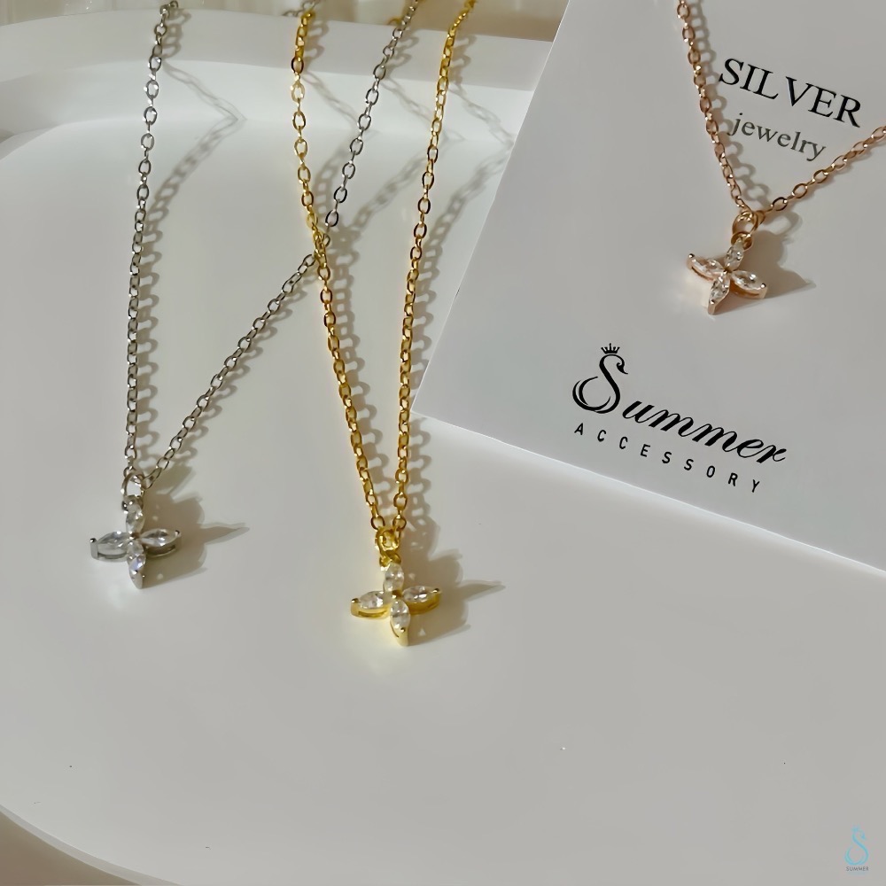 SUMMER 銀飾💫［925純銀］迷你四葉草項鏈 純銀項鍊-細節圖3