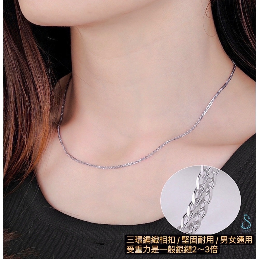 SUMMER 銀飾💫［S999足銀］蕭邦鏈 淨鍊 純銀項鍊（超耐用男女老幼皆可佩戴）可自行搭配吊墜 單項鍊-細節圖4