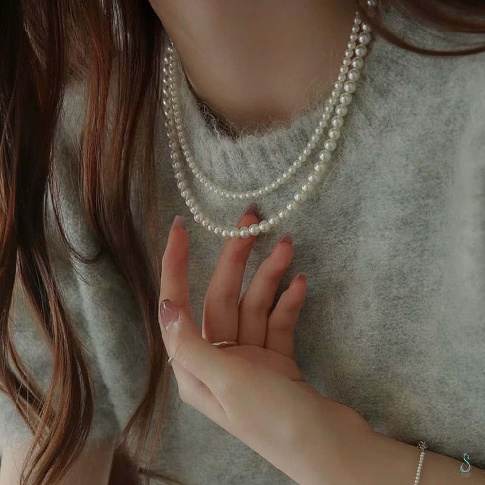 《升級版》不退流行的經典 正韓 亮澤光感 施華洛世奇 珍珠項鏈 經典 復古 純銀項鏈-細節圖3