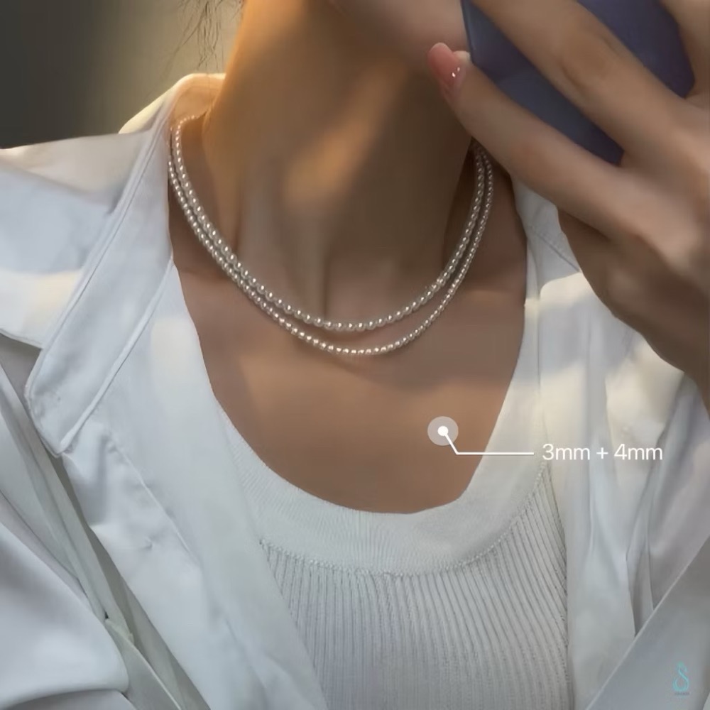 《升級版》不退流行的經典 正韓 亮澤光感 施華洛世奇 珍珠項鏈 經典 復古 純銀項鏈-細節圖6