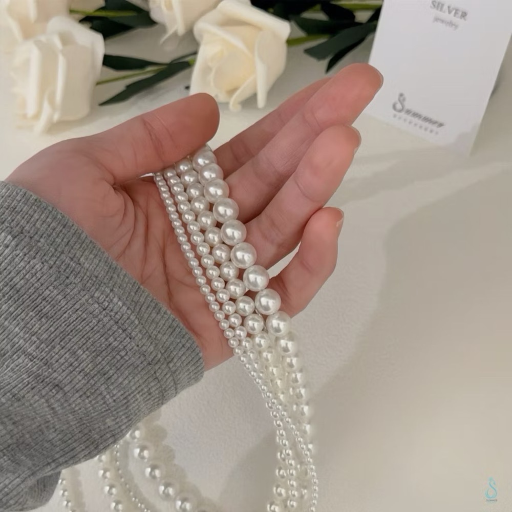 《升級版》不退流行的經典 正韓 亮澤光感 施華洛世奇 珍珠項鏈 經典 復古 純銀項鏈-細節圖7