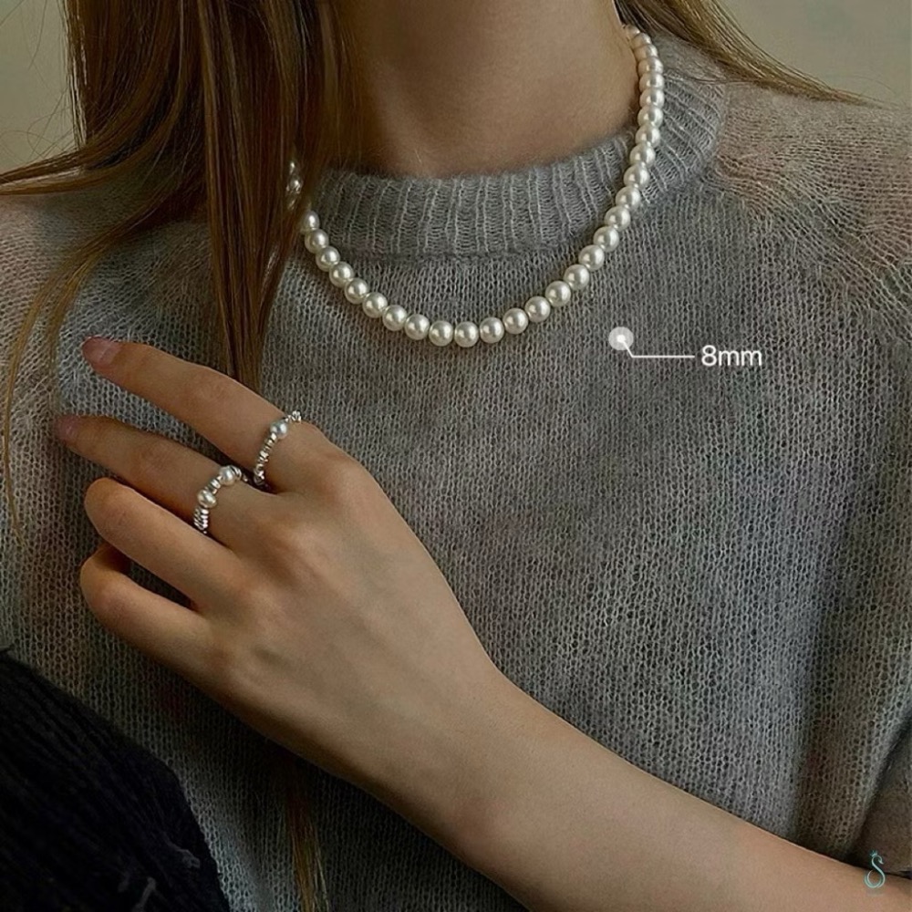 《升級版》不退流行的經典 正韓 亮澤光感 施華洛世奇 珍珠項鏈 經典 復古 純銀項鏈-細節圖8