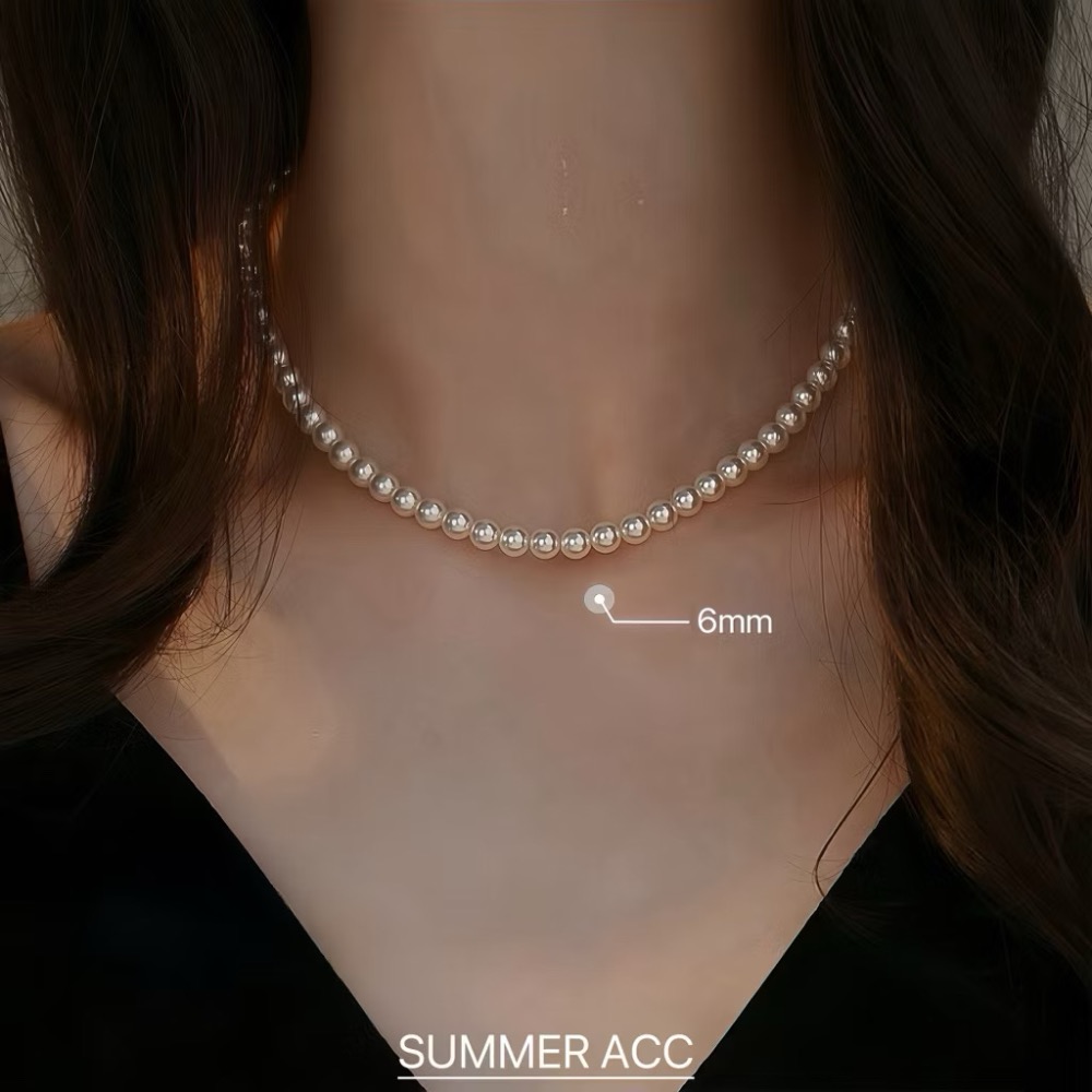 《升級版》不退流行的經典 正韓 亮澤光感 施華洛世奇 珍珠項鏈 經典 復古 純銀項鏈-細節圖8