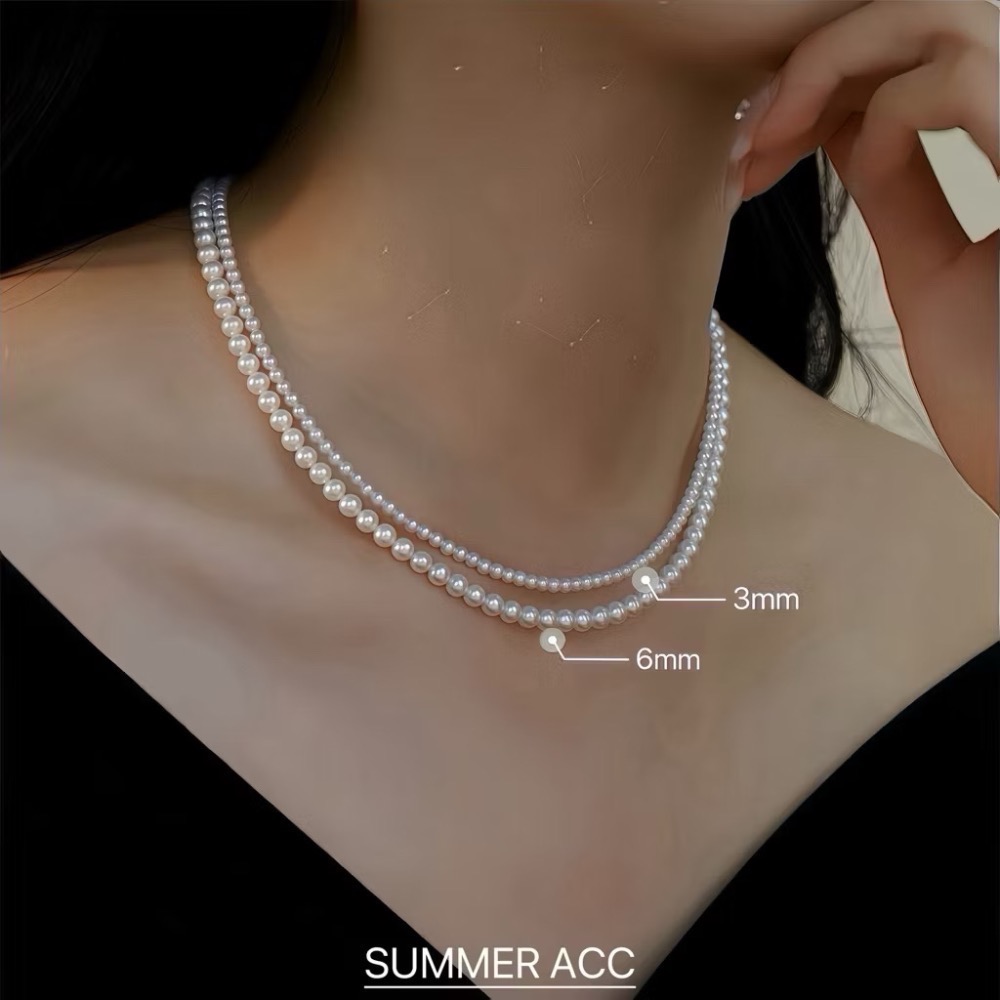 《升級版》不退流行的經典 正韓 亮澤光感 施華洛世奇 珍珠項鏈 經典 復古 純銀項鏈-細節圖4