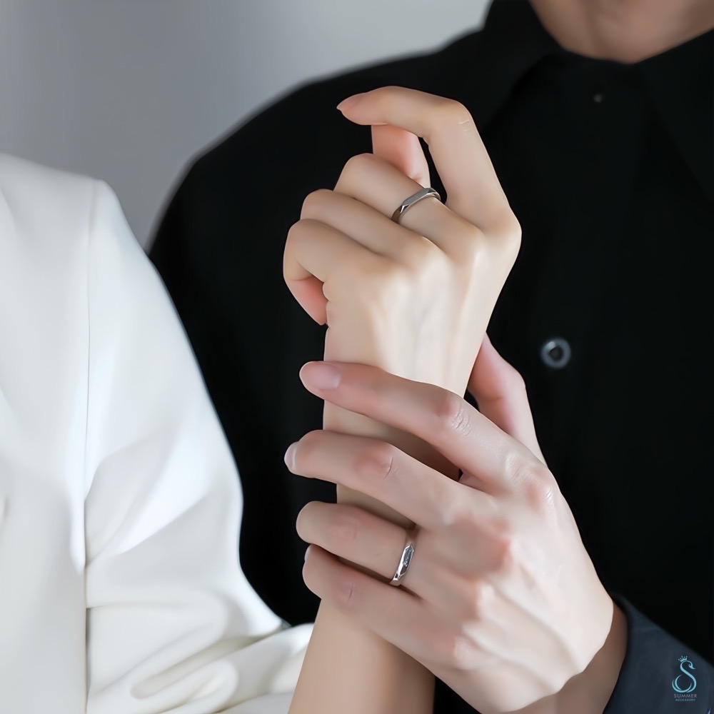 SUMMER 銀飾💫［925純銀］我愛你Je t＇aime情侶對戒 純銀戒指-細節圖2