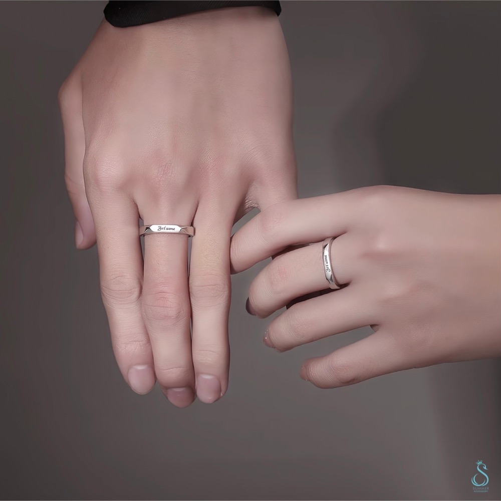SUMMER 銀飾💫［925純銀］我愛你Je t＇aime情侶對戒 純銀戒指-細節圖6