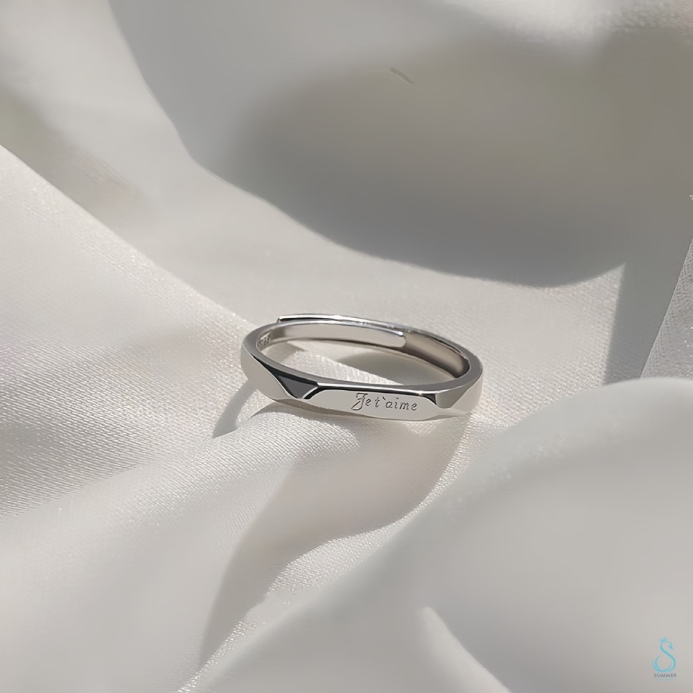 SUMMER 銀飾💫［925純銀］我愛你Je t＇aime情侶對戒 純銀戒指-細節圖7