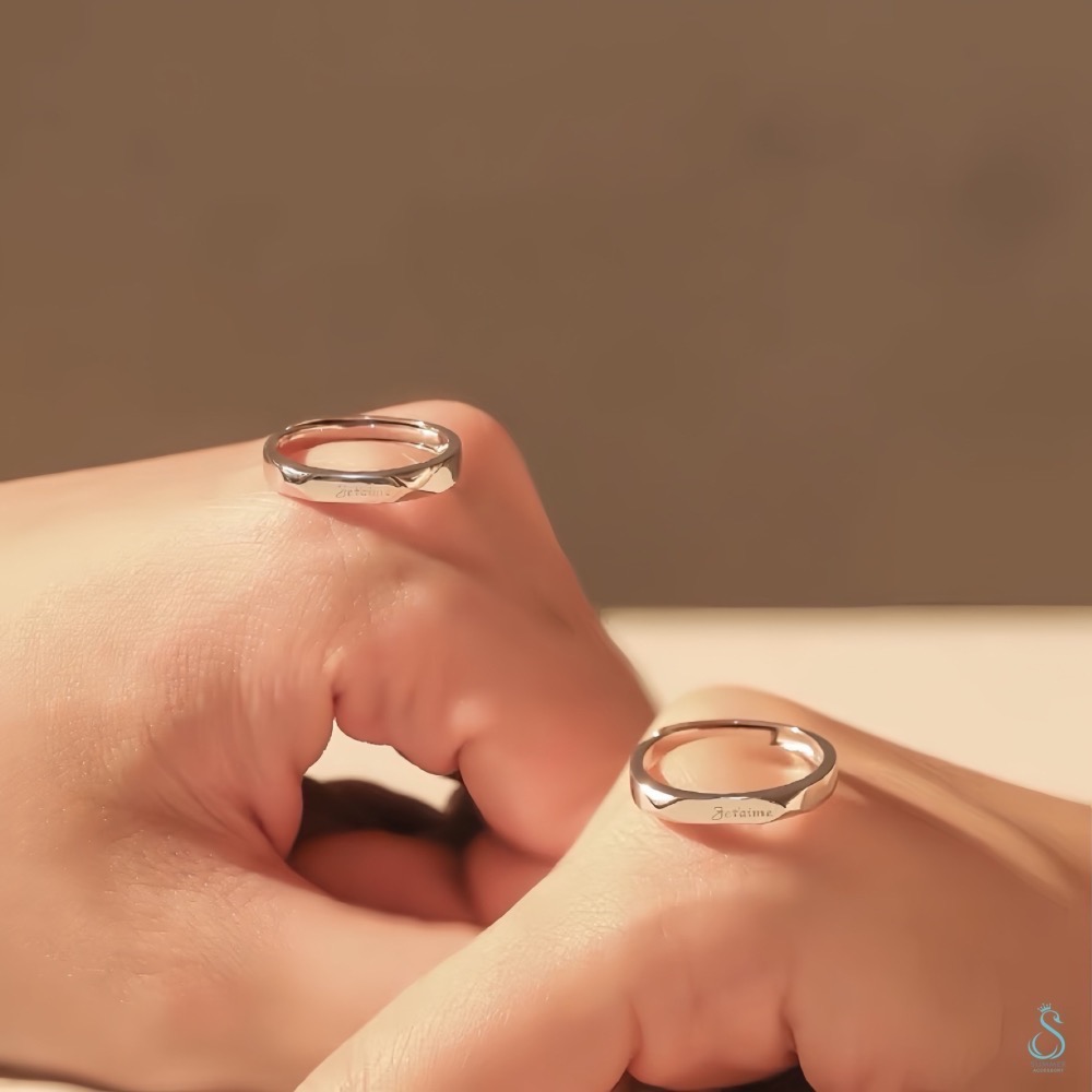 SUMMER 銀飾💫［925純銀］我愛你Je t＇aime情侶對戒 純銀戒指-細節圖8