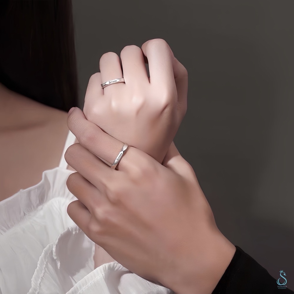 SUMMER 銀飾💫［925純銀］我愛你Je t＇aime情侶對戒 純銀戒指-細節圖5
