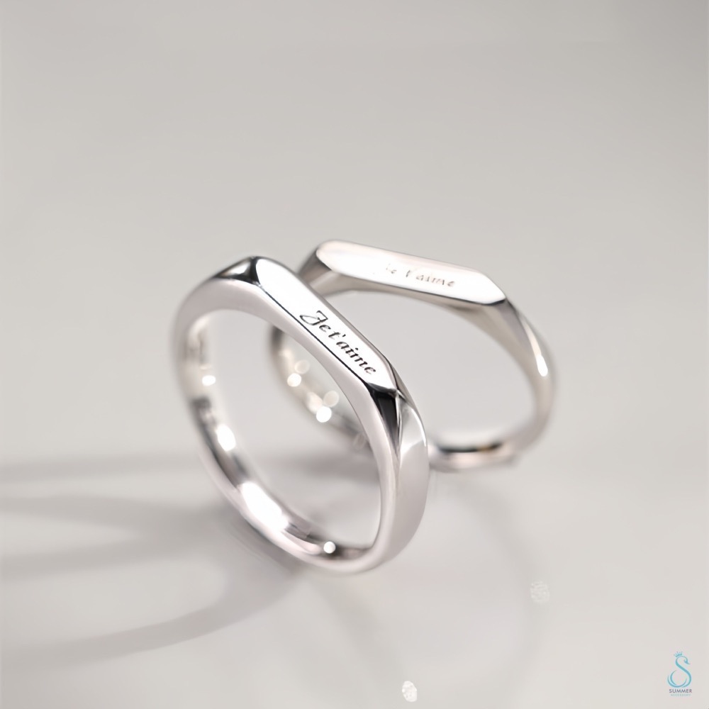 SUMMER 銀飾💫［925純銀］我愛你Je t＇aime情侶對戒 純銀戒指-細節圖3