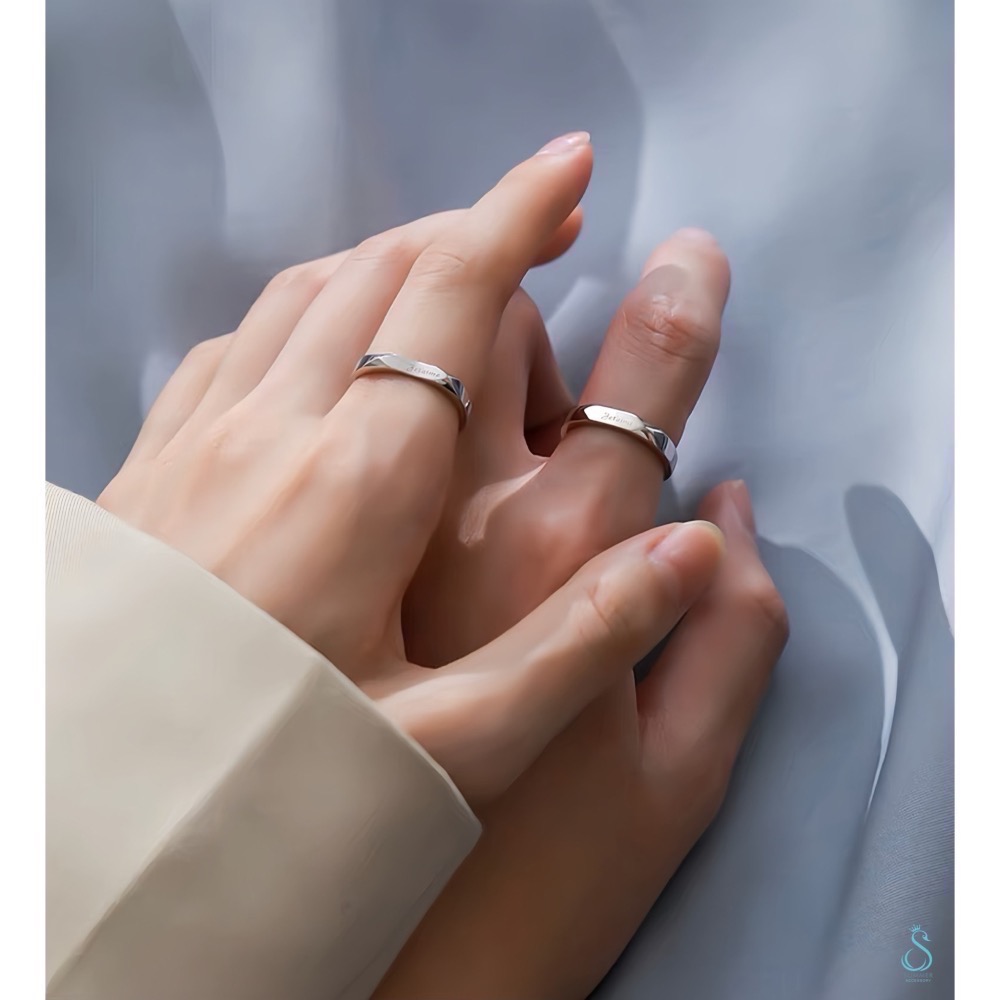 SUMMER 銀飾💫［925純銀］我愛你Je t＇aime情侶對戒 純銀戒指-細節圖9