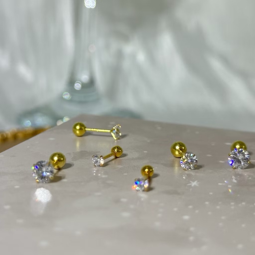 SUMMER 銀飾💫［925純銀］閃鑽螺紋轉珠耳環 鎖珠式耳環 純銀耳環-細節圖6