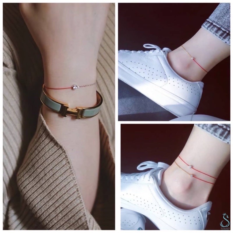 🎉好評不斷🎉黃大仙代客過爐祈福SUMMER 銀飾💫［925純銀］單鑽手作紅繩手鍊 純銀手鍊 幸運紅線-細節圖2