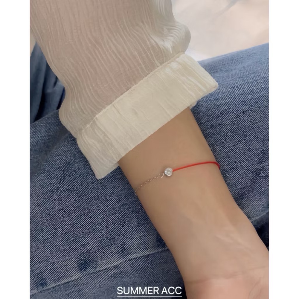 🎉好評不斷🎉黃大仙代客過爐祈福SUMMER 銀飾💫［925純銀］單鑽手作紅繩手鍊 純銀手鍊 幸運紅線-細節圖5
