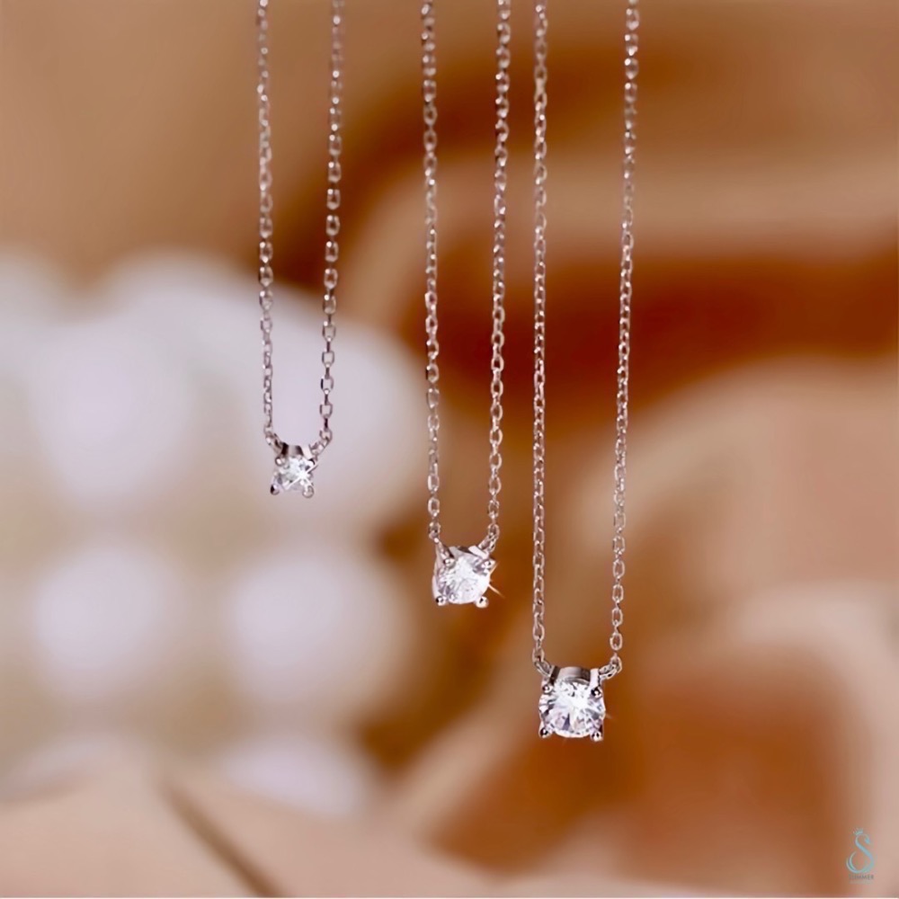 SUMMER韓 銀飾💫 ［925純銀］八心八箭 超閃單鑽 鎖骨項鍊 單鑽項鍊 銀色/玫瑰金色 全純銀 韓國飾品-細節圖3