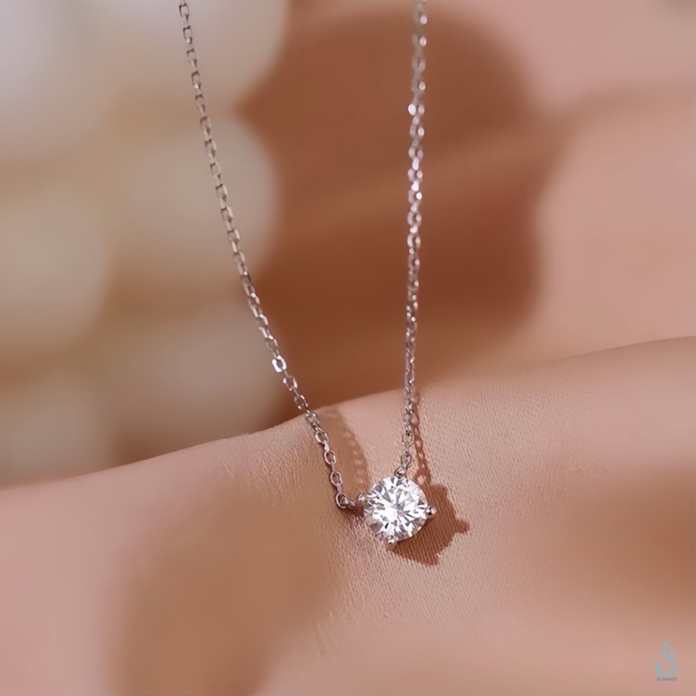 SUMMER韓 銀飾💫 ［925純銀］八心八箭 超閃單鑽 鎖骨項鍊 單鑽項鍊 銀色/玫瑰金色 全純銀 韓國飾品-細節圖7