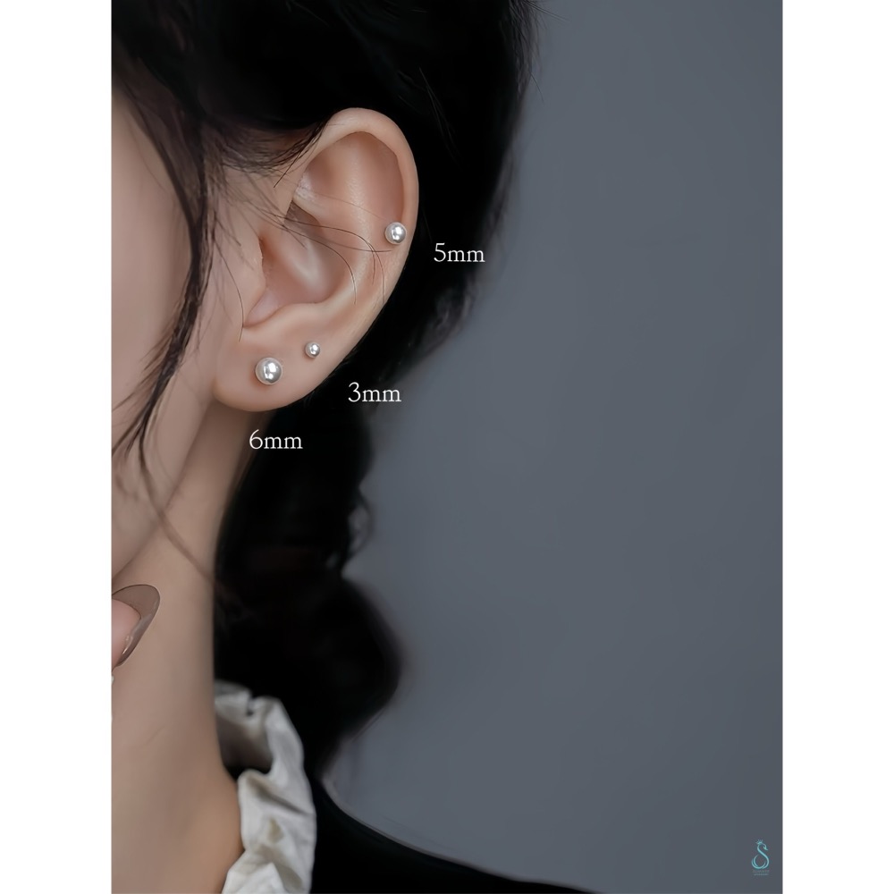 SUMMER 銀飾💫［925純銀］高光奶白珍珠耳環  簡約經典款珍珠耳針 養耳 純銀耳環 純銀飾品-細節圖7